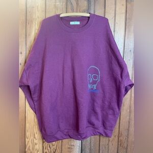 Skull House, Plum Oversized Sweatshirt, Logo